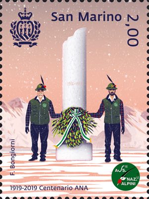 francobollo centenario alpini