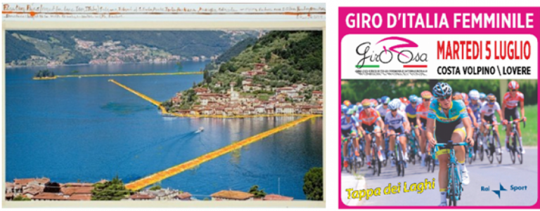 Arte e Ciclismo: il ponte di Christo sfondo alla tappa dei laghi