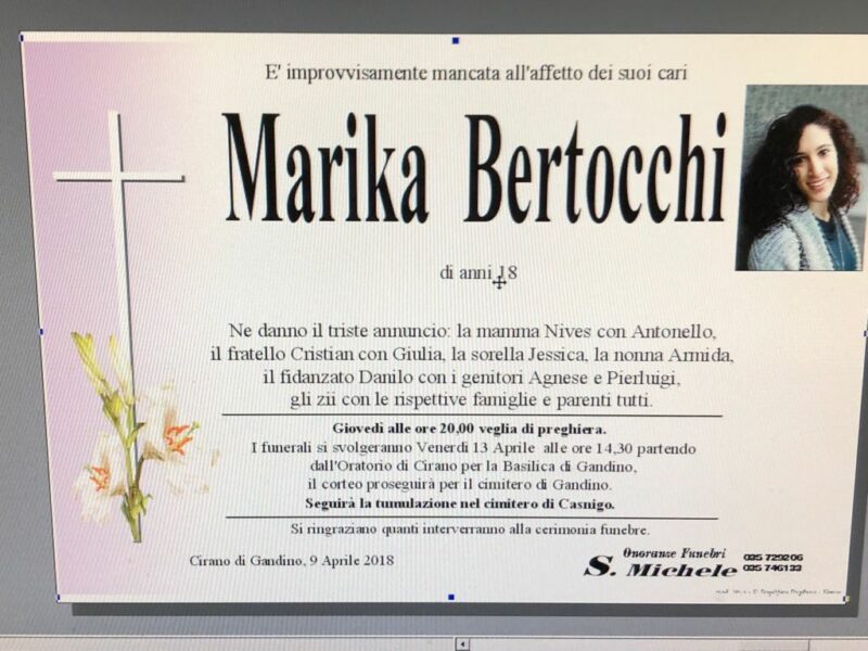 marika bertocchi funerali marika bertocchi funerali