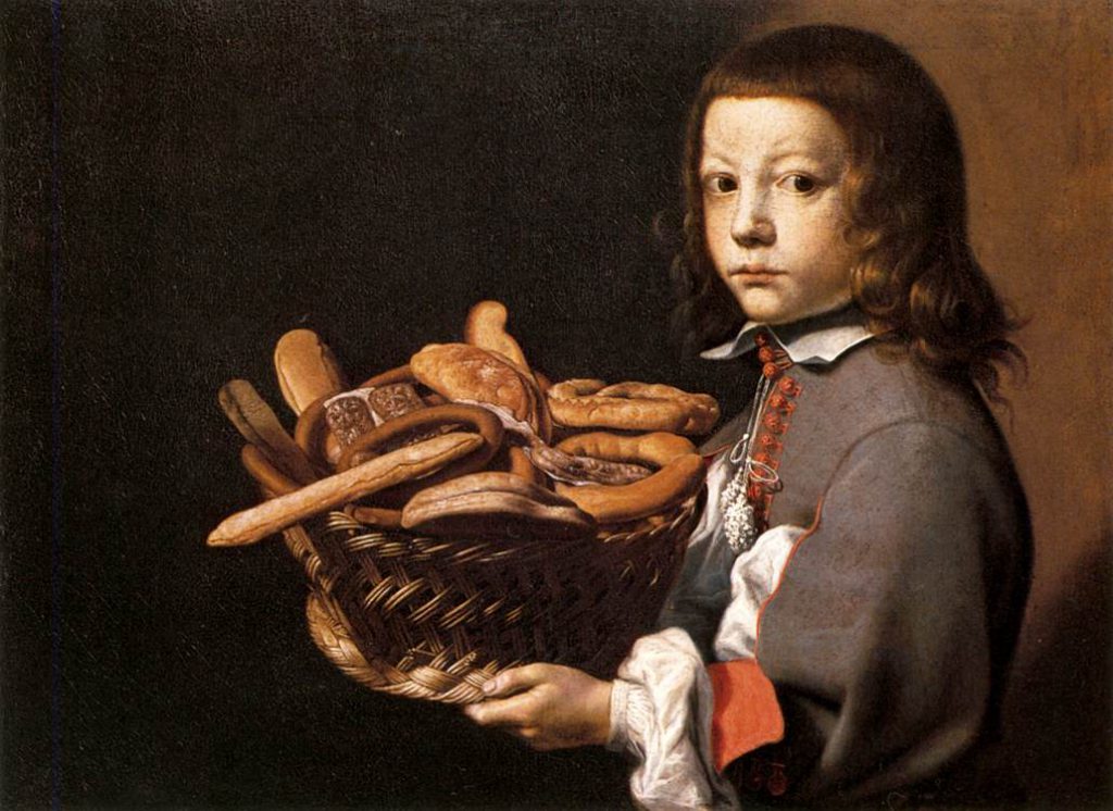 Evaristo Baschenis Boy with a Basket of Bread WGA1404