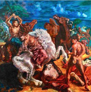 Battaglia di tre cavalieri aligi sassu