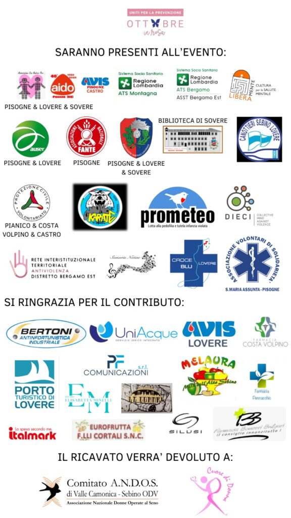 associazioni e sponsor Camminata in rosa Alto Lago d'Iseo - Uniti per la prevenzione