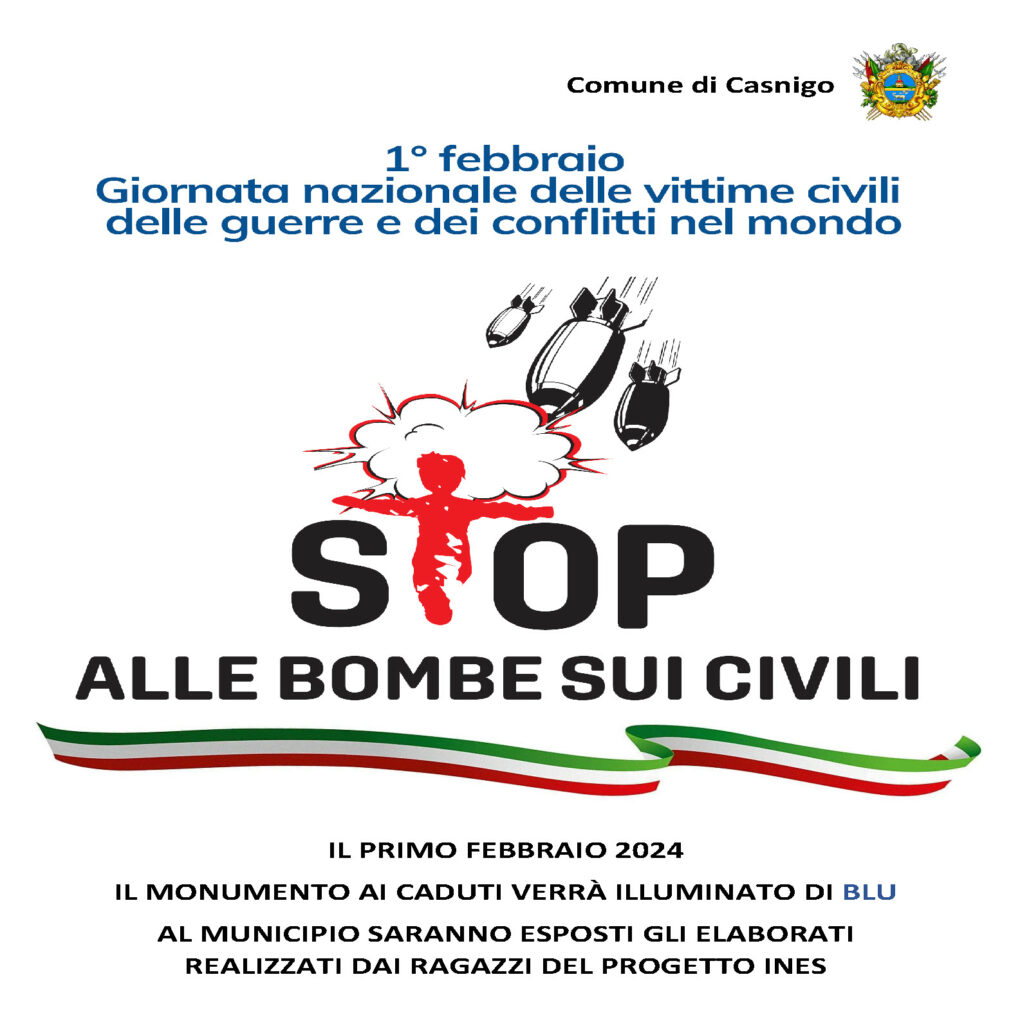 MANIFESTO STOP ALLE BOMBE SUI CIVILI 2024 1 febbraio - Giornata nazionale vittime civili delle guerre