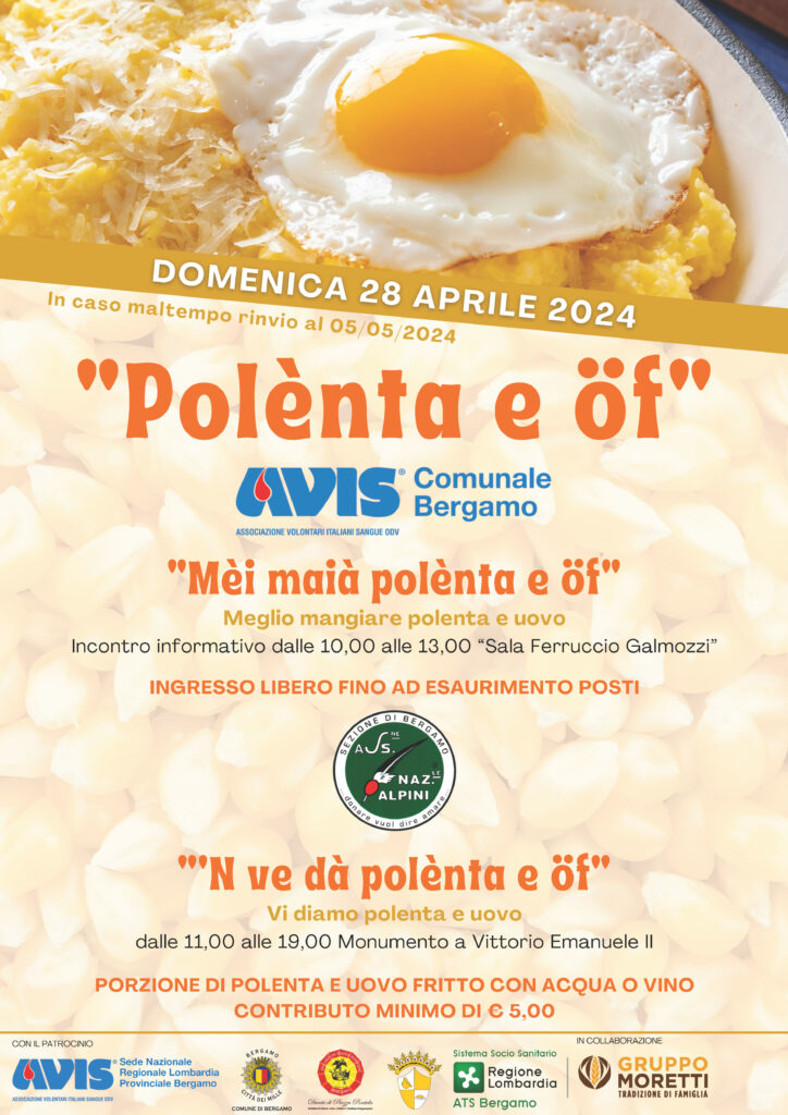 "Polènta e öf" per tutti con Avis Comunale Bergamo e i Gruppi Zona 1 di ANA Bergamo