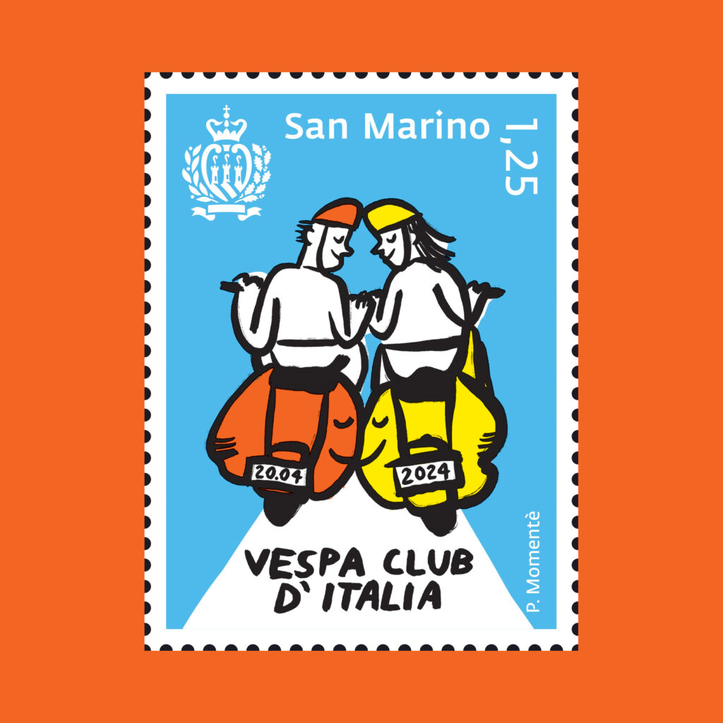 Poste San Marino presenta il francobollo dedicato alla Vespa Piaggio ai World Days di Pontedera
