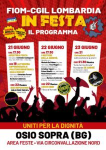 Metalmeccanici CGIL, da venerdì la festa della FIOM Lombardia a Osio Sopra