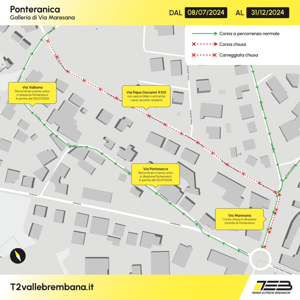 Mappa viabilita Ponteranica chiusura via Papa Giovanni XXIII dall8 luglio 2024 Mappa viabilita Ponteranica chiusura via Papa Giovanni XXIII dall8 luglio 2024