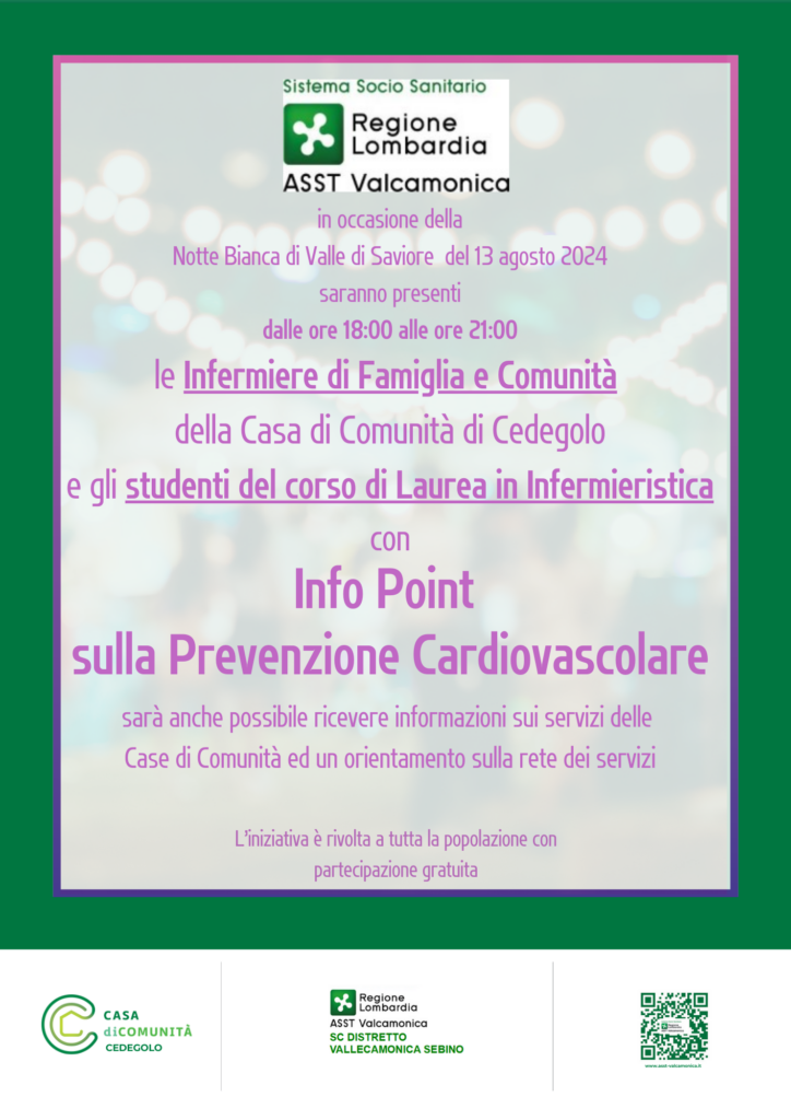 18a Notte bianca Saviole DA 13 ago 2024 Estate di Prevenzione: Info-Point Salute nelle Case di Comunità della Valcamonica