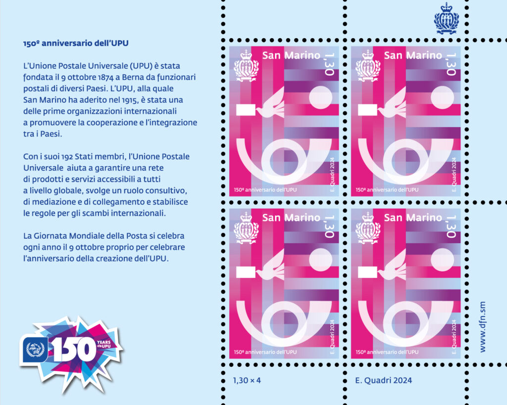 150° anniversario UPU minifoglio 150° anniversario UPU minifoglio