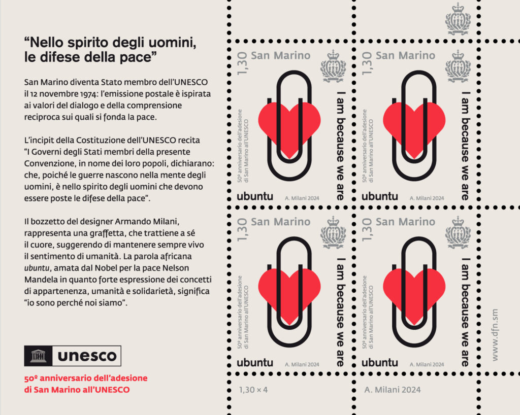 776 50° anniversario delladesione di San Marino allUNESCO minifoglio