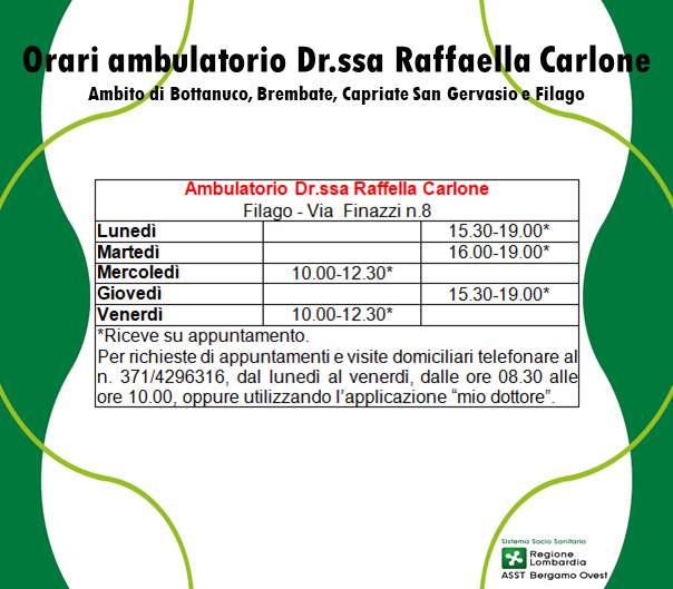 La Dr.ssa Carlone nuova provvisoria a Filago La Dr.ssa Carlone nuova provvisoria a Filago