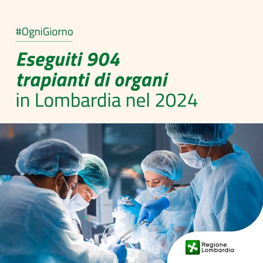 eseguiti 904 trapianti di organi in Lombardia eseguiti 904 trapianti di organi in Lombardia