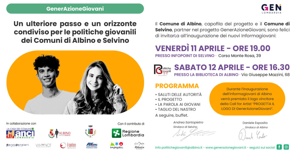 Inaugurazione degli spazi Informagiovani ad Albino e Selvino Inaugurazione degli spazi Informagiovani ad Albino e Selvino