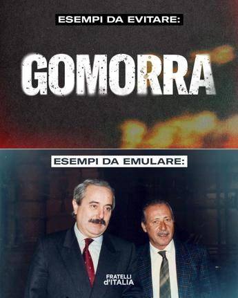 Falcone post di FdI contro Gomorra Diffida di chi ha speculato sulla criminalita