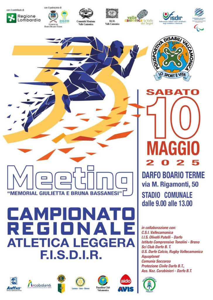 Sabato 10 maggio il tradizionale Meeting di Atletica Leggera FISDIR a Darfo Boario Terme