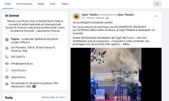 Incendio al Viper Theatre di Firenze Tenete le finestre chiuse Incendio al Viper Theatre di Firenze Tenete le finestre chiuse