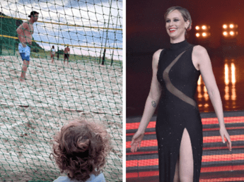 Pellegrini Matilde guarda papa Matteo giocare in spiaggia lorgoglio di Federica
