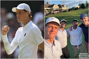 Sinner passione. golf Jannik in campo con Vagnozzi e Cahill Sinner passione. golf Jannik in campo con Vagnozzi e Cahill