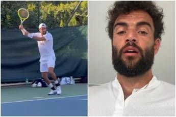 Berrettini ritorno in campo vicino Matteo si allena con. una nuova barba