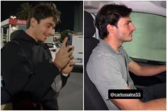 Leclerc atterraggio demergenza dopo Baku. E lui affitta un van. con Sainz Leclerc atterraggio demergenza dopo Baku. E lui affitta un van. con Sainz
