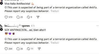 Questo utente potrebbe essere un terrorista Antifa lavviso su Threads che agita i social