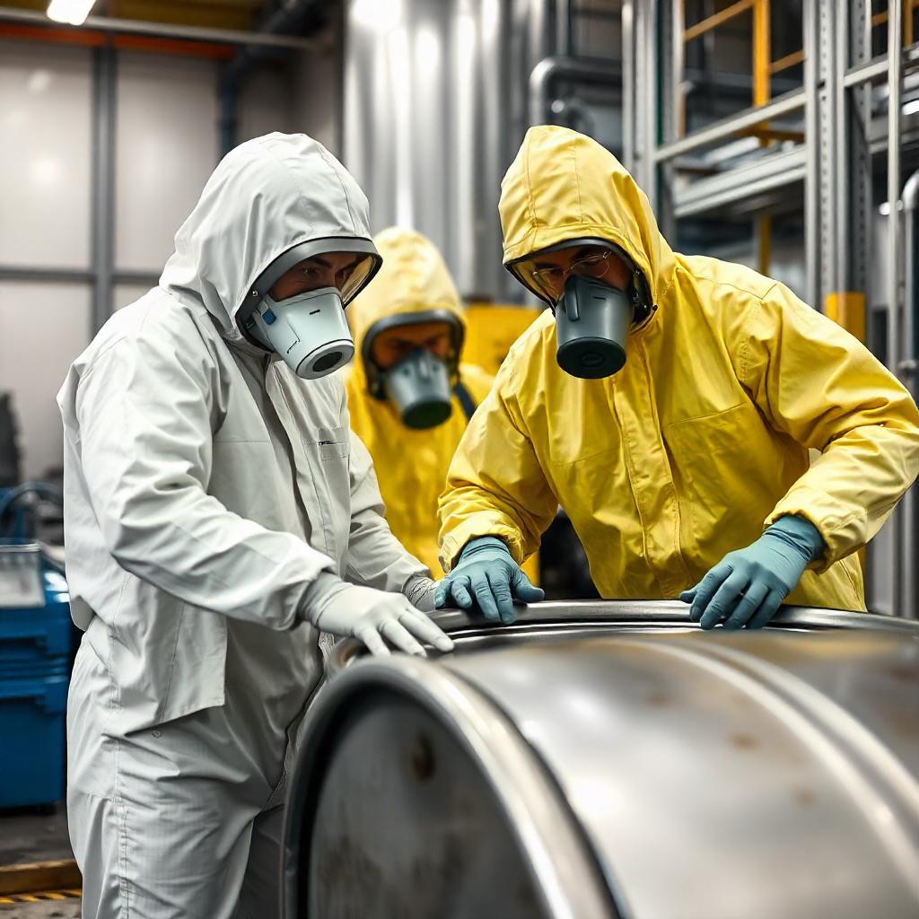 pikaso texttoimage Two men in hazmat suits and chimic biological nucl 4 1