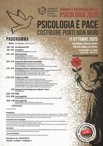 Giornata nazionale della psicologia appello Cnop Facciamoci promotori di pace Giornata nazionale della psicologia appello Cnop Facciamoci promotori di pace