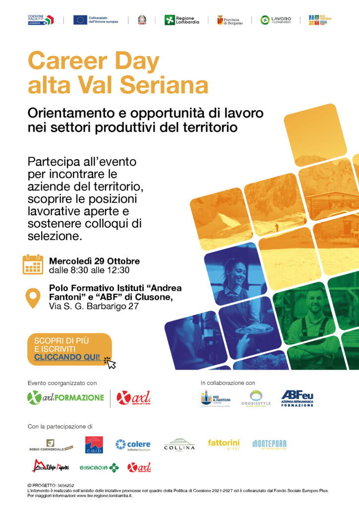 Il 29 ottobre a Clusone un Career day dedicato allAlta Valle Seriana