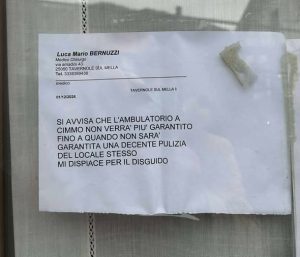Tavernole sM stop al medico di base a Cimmo Locale non pulito. Pazienti anziani in difficolta Tavernole sM stop al medico di base a Cimmo Locale non pulito. Pazienti anziani in difficolta