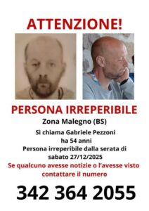 UOMO SCOMPARSO A MALEGNO APPELLO ALLA CONDIVISIONE