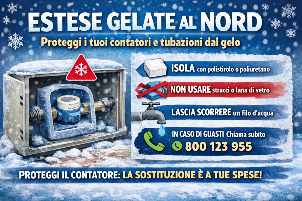 Estese gelate al Nord attenzione a contatori dell’acqua e tubazioni private