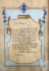 La pergamena consegnata da Jeckiel Dubiensky nel 1948 al sindaco di Gandino La pergamena consegnata da Jeckiel Dubiensky nel 1948 al sindaco di Gandino