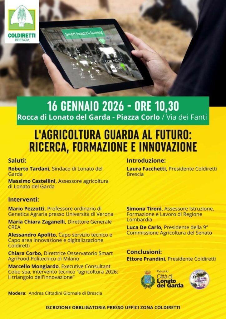 “L’agricoltura guarda al futuro” a Lonato del Garda il convegno di Coldiretti Brescia su ricerca, formazione e innovazione