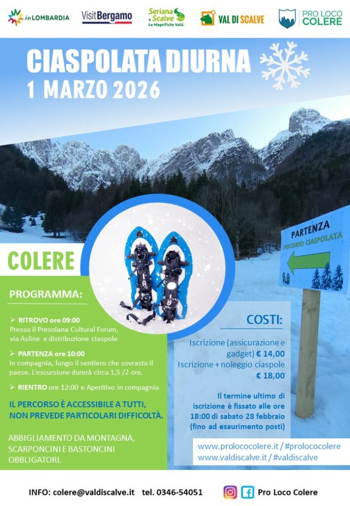 A Colere torna la magia della neve ciaspolata diurna domenica 1° marzo