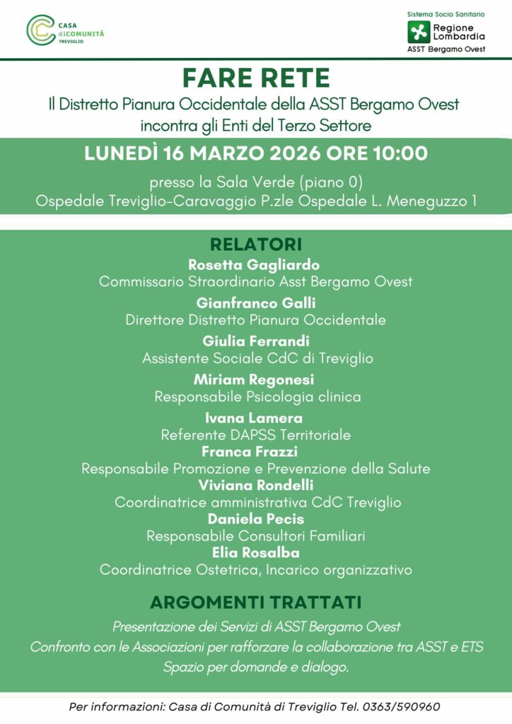 A Treviglio l’ASST incontra il Terzo Settore fare rete per una comunità più vicina ai bisogni delle persone