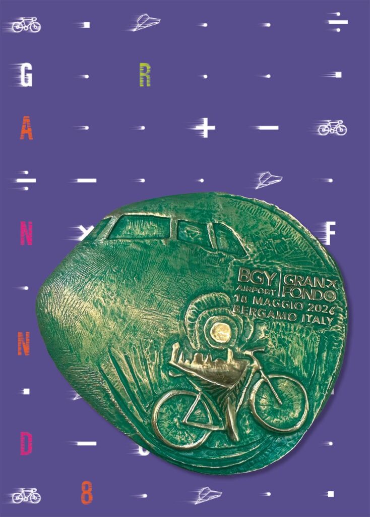 BGY Airport Granfondo 2026, un trofeo d’autore per i vincitori arte e simbolo tra volo e ciclismo