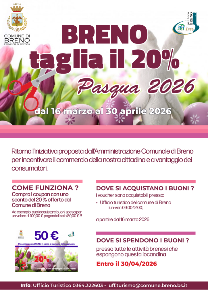 Breno taglia il 20%, tornano i buoni spesa per sostenere i negozi del paese