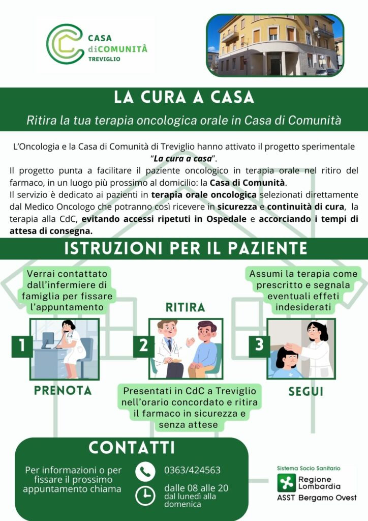 Farmaci oncologici più vicini ai pazienti attivo il nuovo servizio alla Casa di Comunità di Treviglio