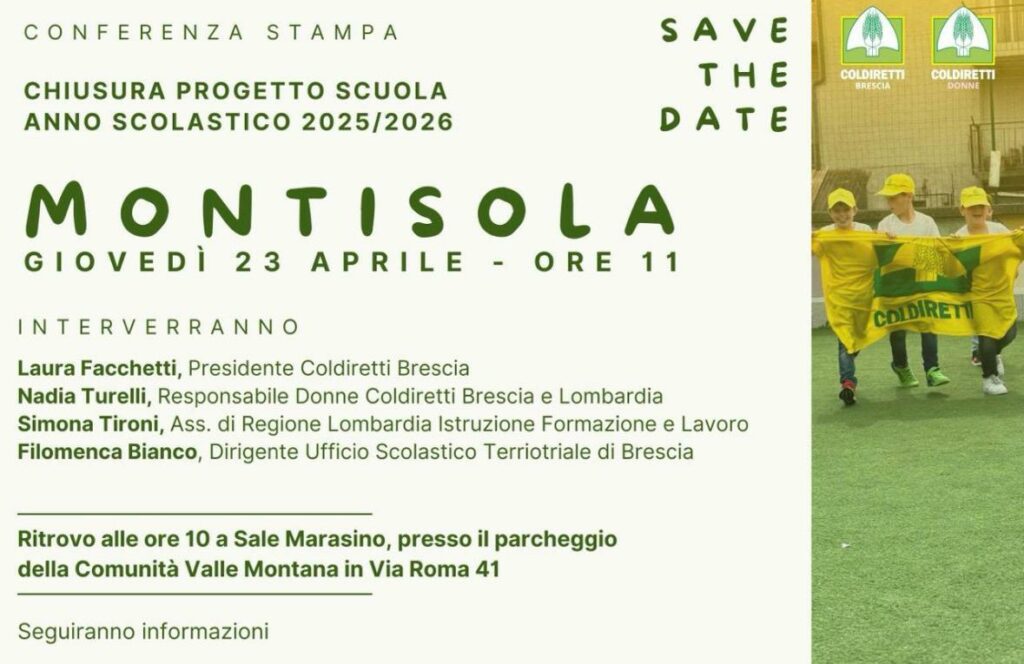 Montisola (BS), conferenza Coldiretti per la chiusura del progetto scuola 20252026 appuntamento il 23 aprile