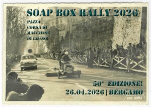 Soap Box Rally 2026 a Bergamo 50 anni della corsa delle macchine di legno in Città Alta il 26 aprile