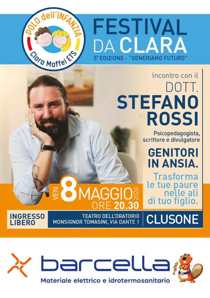 Festival “Da Clara” a Clusone serata speciale l’8 maggio con il pedagogista Stefano Rossi
