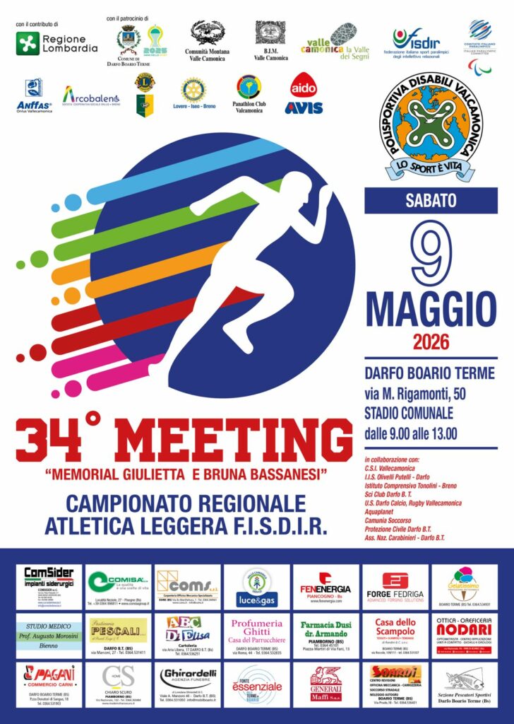 Meeting FISDIR a Darfo Boario Terme il 9 maggio 130 atleti per la 34ª edizione dedicata a Bassanesi