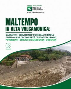 Maltempo in Alta Valcamonica, Ospedale di Edolo operativo potenziate ambulanze e servizi di emergenza