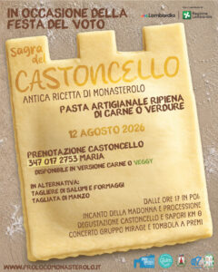 Monasterolo del Castello, Sagra del Castoncello e Mercatino di Via Loj il 12 e 14 agosto torna “Monasterolo d’Estate”