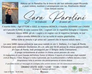 Capo di Ponte in lutto per Sara Parolini, aveva 38 anni domenica i funerali