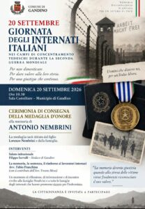 Gandino celebra la Giornata degli Internati Italiani medaglia d’onore alla memoria di Antonio Nembrini
