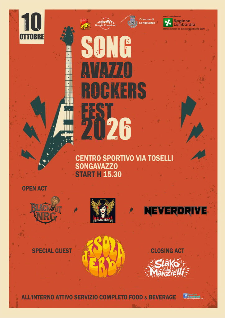 Songavazzo Rockers Fest 2026 il 10 ottobre al Centro Sportivo torna la festa rock con musica, food e beverage