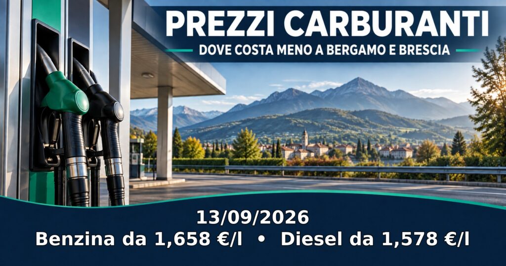 Prezzi carburanti a Bergamo e Brescia del 13/09/2026